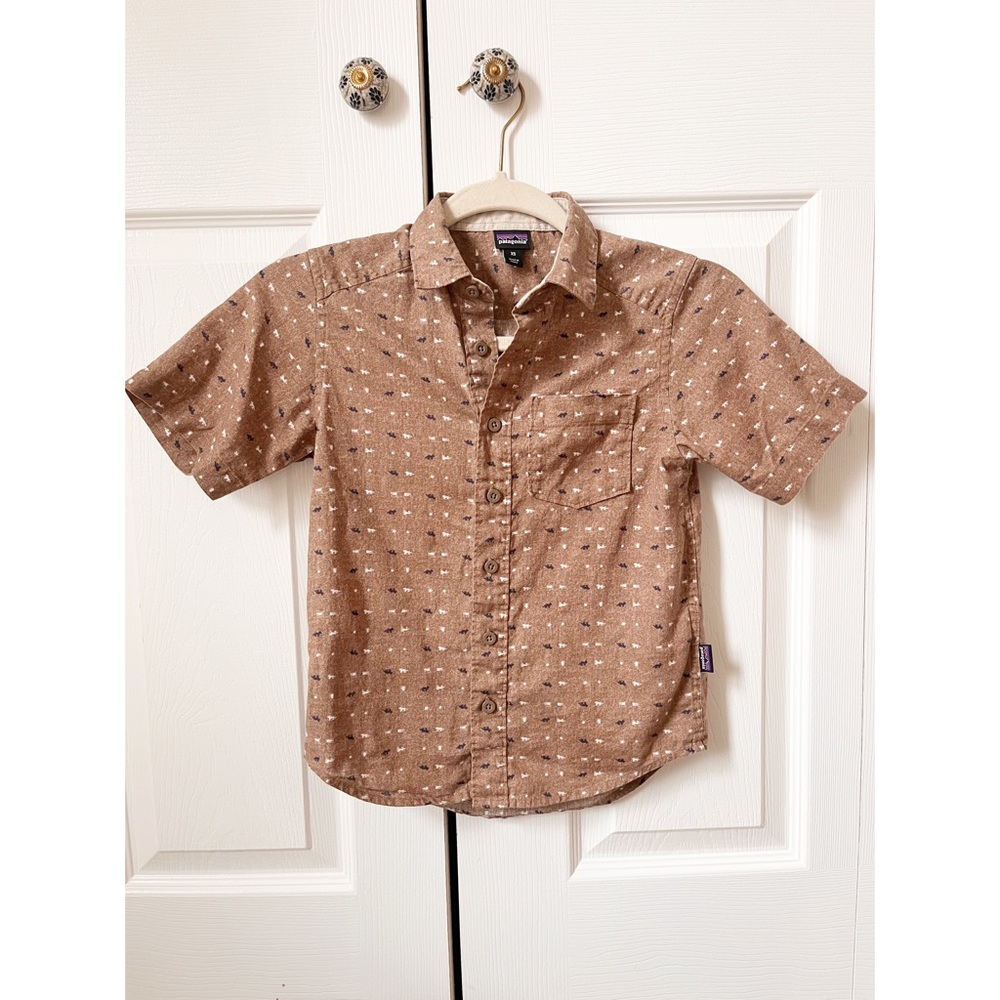 Patagonia Organic Hemp & Cotton XS Button Up Collared Shirt Tony Dinosaur Detail